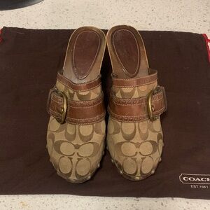 Coach Brown Monogram Clogs